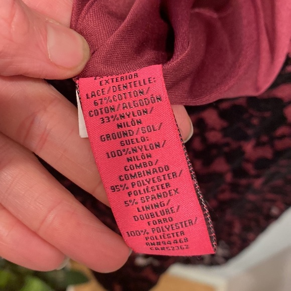 Vintage Betsey Johnson Black Rose Lace Maroon Pink Collared A-Line Dress Size 8 - Picture 8 of 8